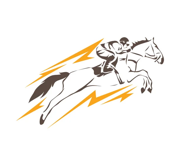 Passionate Sports Athlete Action Logo High Jump Equestrian Player — Stock Vector