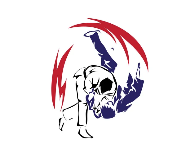 Logo Athlète Sportif Passionné Action Gagner Mouvement Judo Auto Défense — Image vectorielle