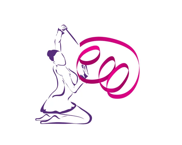 Пристрасний Спортсмен Дії Логотип Красива Гімнастична Поза — стоковий вектор