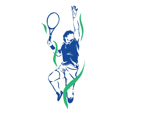 Logo Athlète Sportif Passionné Action Flaming Tennis Smash Jump — Image vectorielle