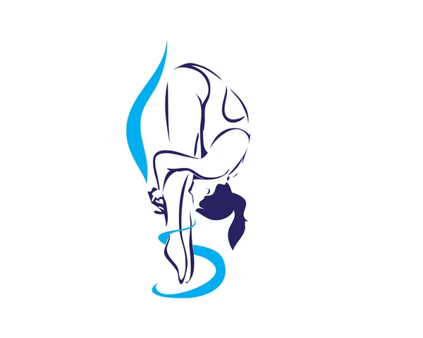 Passionate Sports Athlete Action Logo Elegant Diver Tornado Flip Air — Stock Vector