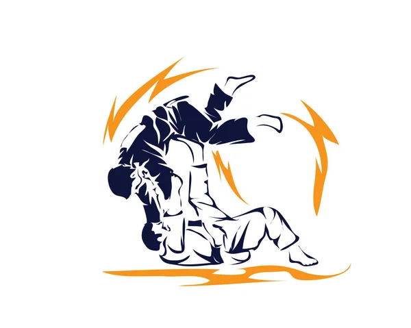 Namiętny Sport Sportowca Logo Akcji Wygranej Ruch Samoobrony Judo — Wektor stockowy