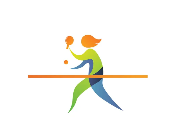Símbolo Logotipo Deportivo Verano Moderno Silueta Atleta Tenis Mesa — Archivo Imágenes Vectoriales