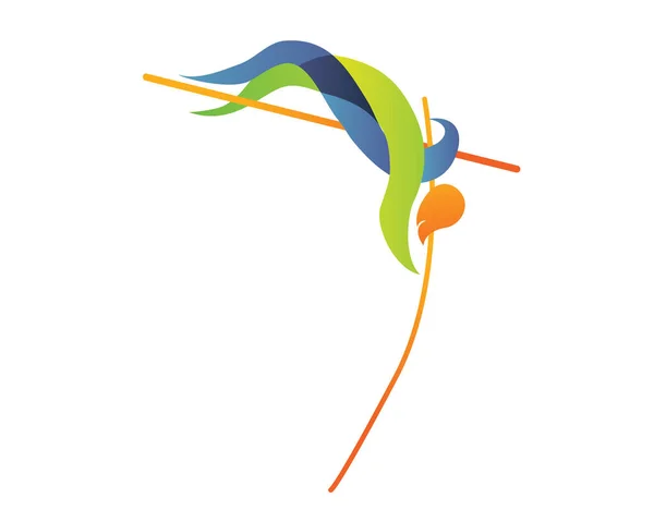 Símbolo Moderno Logotipo Dos Esportes Verão Silhueta Atleta Pole Vault — Vetor de Stock