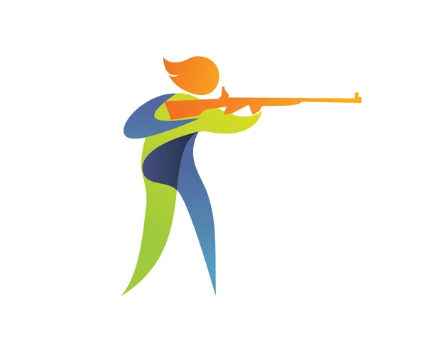 Modern Summer Sports Logo Symbol Shooting Athlete Silhouette — Stock Vector