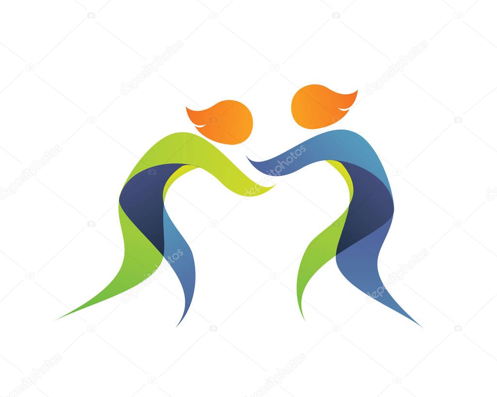 Modern Summer Sports Logo Symbol - Wrestling Athlete Silhouette