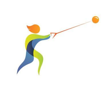 Modern yaz spor Logo sembol - çekiç atma siluet