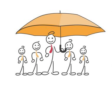 Yaratıcı iş strateji ipuçları çöp adam illüstrasyon kavramı - senin müşteriyi korumak ve onlarla gurur