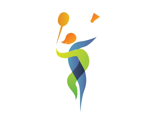 Nowoczesne Lato Sport Logo Symbol Badminton Sylwetka — Wektor stockowy