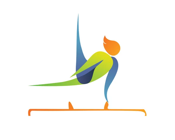 Moderní Letní Sportovní Logo Symbol Kůň Našíř Gymnastické Silueta — Stockový vektor
