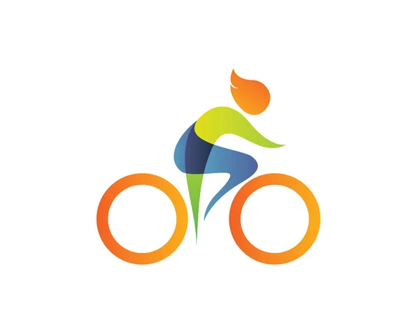 Modern Summer Sports Logo Symbol Cycling Silhouette — Stock Vector