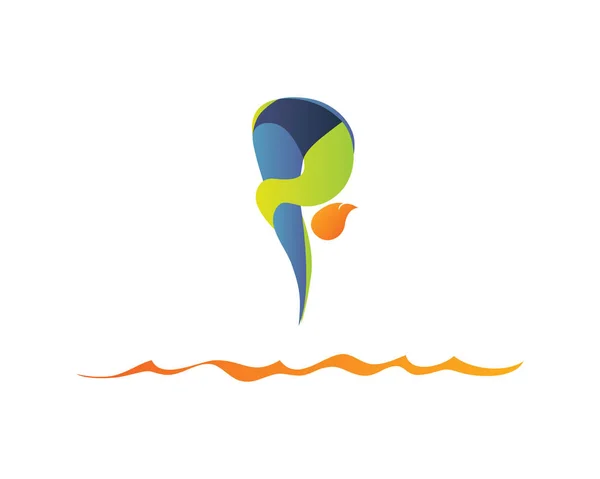 Modern Summer Sports Logo Symbol Diving Silhouette — Stock Vector