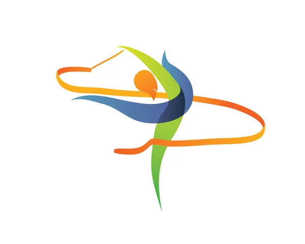 Nowoczesne Lato Sport Logo Symbol Gimnastyka Sylwetka Rytmiczne — Wektor stockowy