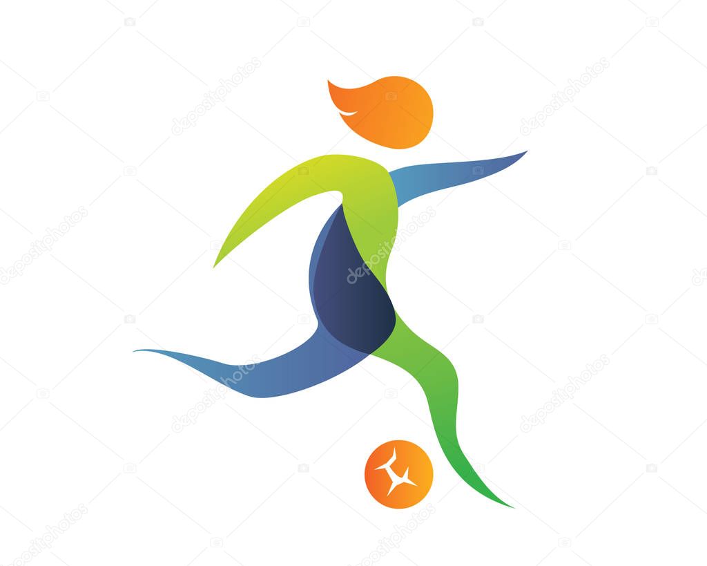 Modern Summer Sports Logo Symbol - Soccer Silhouette
