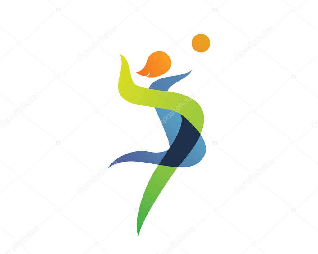 Modern Summer Sports Logo Symbol - Volley Silhouette
