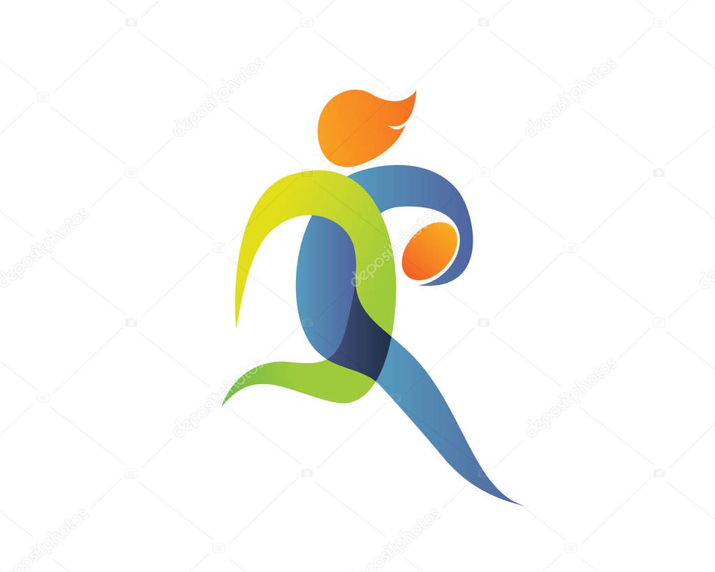 Modern Summer Sports Logo Symbol - Rugby Silhouette