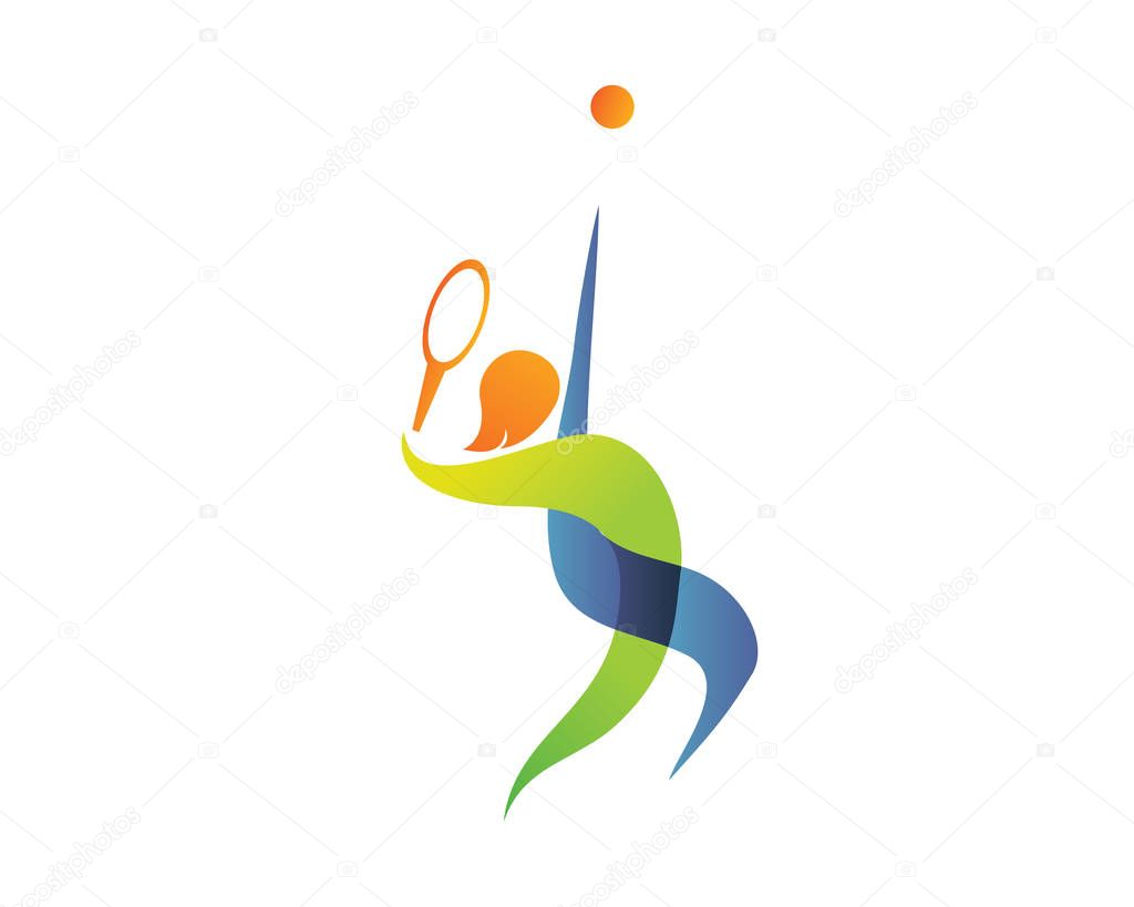 Modern Summer Sports Logo Symbol - Tennis Silhouette