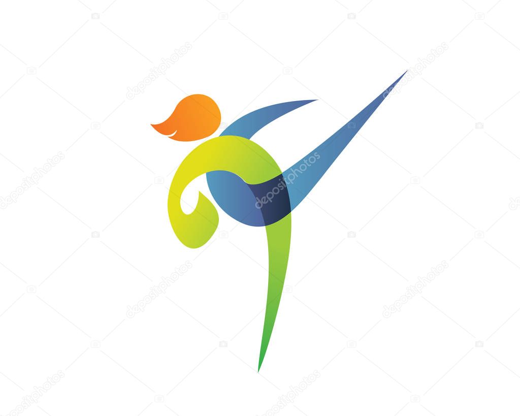 Modern Summer Sports Logo Symbol - Taekwondo Silhouette