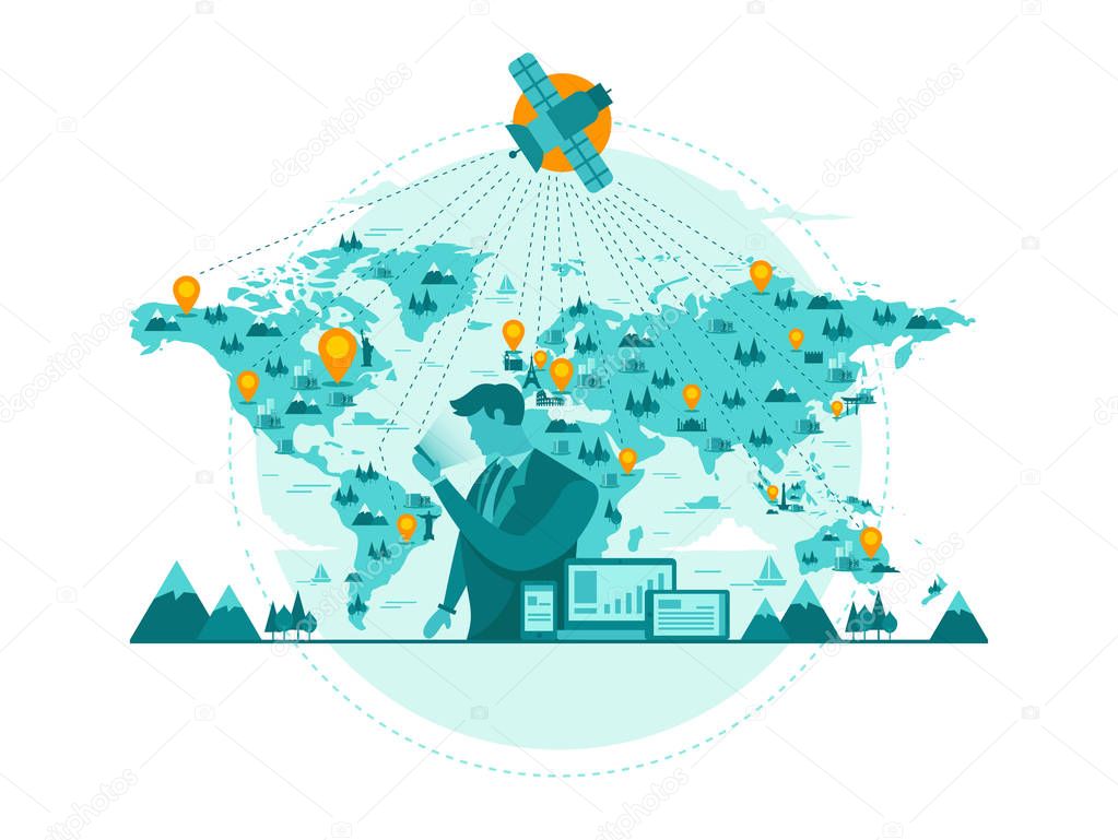 Isolated Global Positioning System Technology Start Up Business Concept Illustration