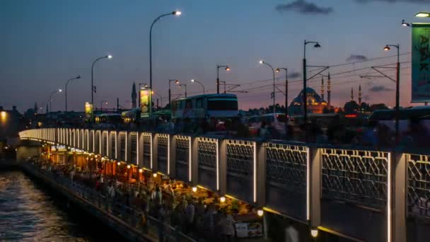 Isztambul Törökország 2019 Szeptember Szulejmán Mecset Boszporusszal Galata Hídon Isztambulban — Stock videók