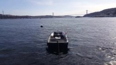 Video taken on 8th March 2020: Small Turkish fishing boat on the Bosphorus near Istanbul