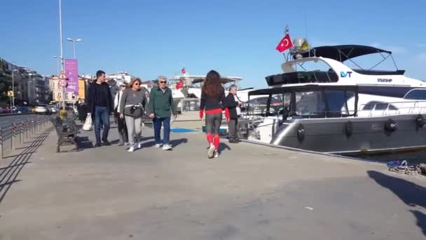 Video Taken 8Th March 2020 Tourists Walk Coastal Path Istanbul — Wideo stockowe