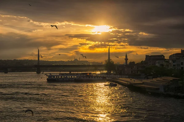 Ponte Metro Paisagens Pôr Sol Istambul — Fotografia de Stock