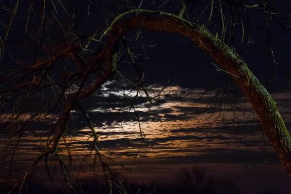 Supermoon Rising felett Kellogg tó — Stock Fotó