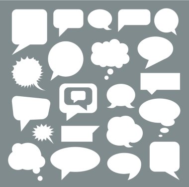 Konuşma balonu Icons set. Forum simgeler. Sohbet düşünme sembolü. Düz. Vektör.