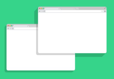 2 daire basit bir set tarayıcı penceresini beyaz, yeşil arka plan, web