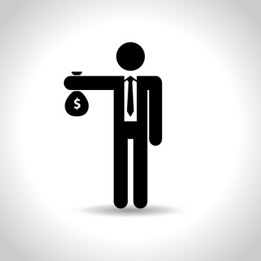 iş adamı, siyah, simge, para, sembol