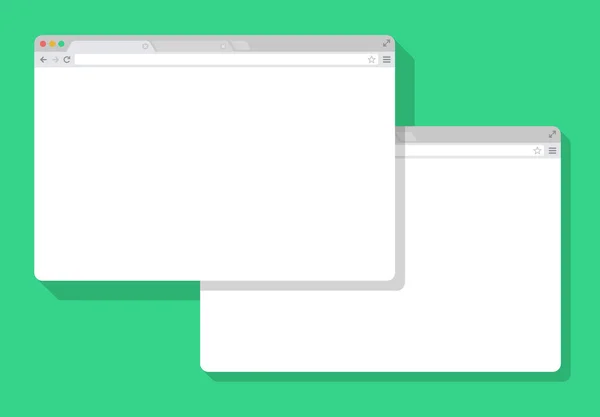 2 einfache Web-Browserfenster weiß, grüner Hintergrund, flach — Stockvektor