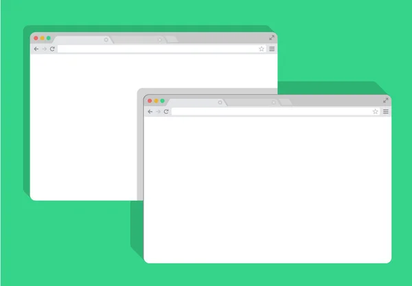 2 web ブラウザー ウィンドウの白、緑の背景の簡単なセットをフラット — ストックベクタ