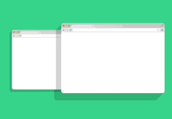 2 web simple conjunto de ventana del navegador blanco, fondo verde, plano — Archivo Imágenes Vectoriales