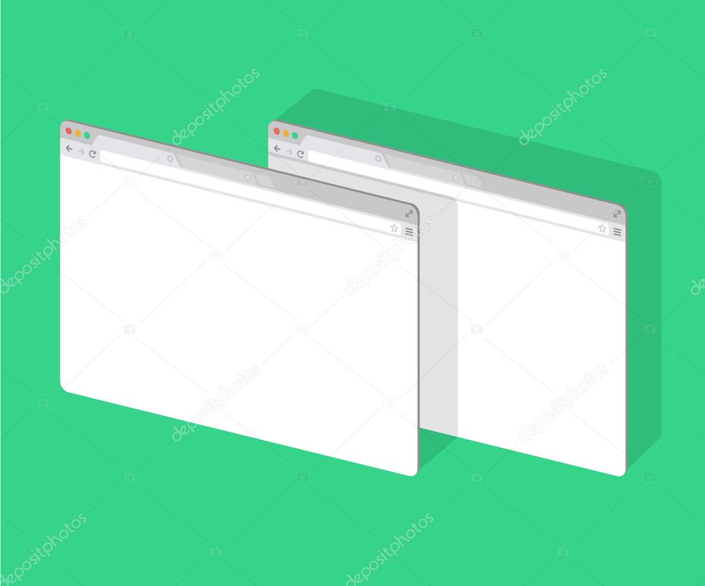 2 web simple set of Browser window white, green background, flat