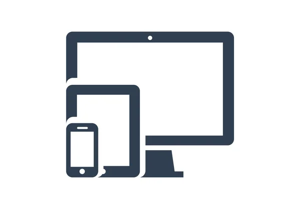 De pictogrammen van het apparaat: smartphone, tablet en desktop computer. Vectorillustratie van responsive webdesign. — Stockvector