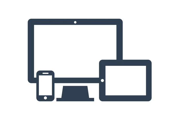 De pictogrammen van het apparaat: smartphone, tablet en desktop computer. Vectorillustratie van responsive webdesign. — Stockvector