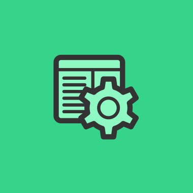 Vektör Cog ayarları simgesi simgesi sistem penceresi ile. Vektör çizim