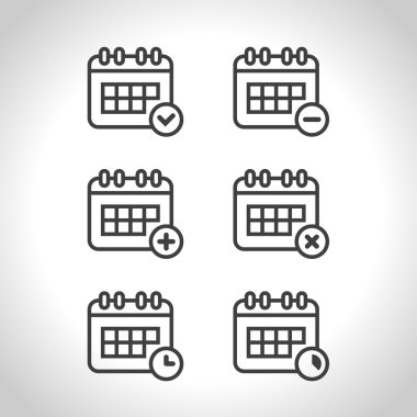 Takvim Icons set. Vektör, düz tasarım