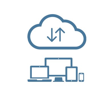 Cloud computing Network Connected all Devices. Flat design. clipart