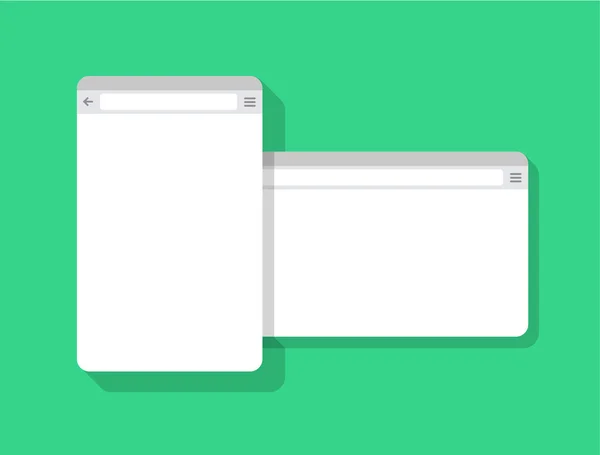 2 web prosty zestaw przeglądarka okno białe, zielone tło, płaskie — Wektor stockowy