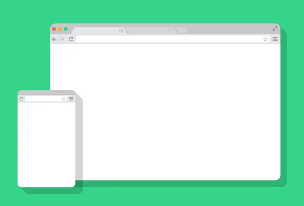 Σετ επίπεδη κενό παράθυρα του προγράμματος περιήγησης για διαφορετικές συσκευές. Διάνυσμα. Ο υπολογιστής, τηλέφωνο μεγέθη. — Διανυσματικό Αρχείο