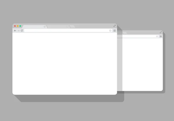 2 web simple conjunto de ventana del navegador blanco, fondo gris, plano — Archivo Imágenes Vectoriales