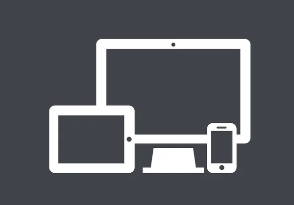 Иконки устройств: смартфон, планшет и настольный компьютер. Векторная иллюстрация реагирующего веб-дизайна . — стоковый вектор