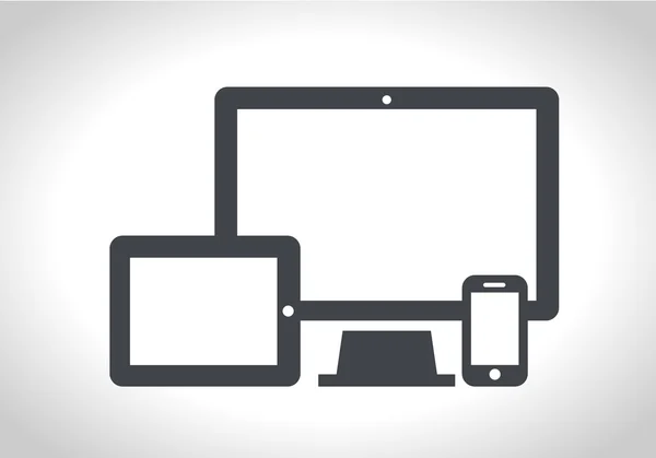 Icone del dispositivo: smartphone, tablet e computer desktop. Illustrazione vettoriale del web design reattivo . — Vettoriale Stock