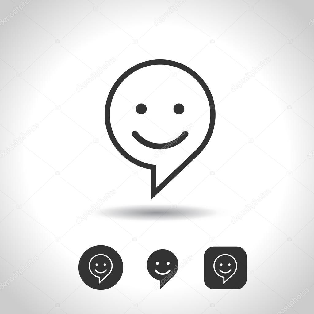 笑顔アイコンを設定します 円と四角のボタン 幸せそうな顔チャット音声バブル記号です フラットなデザイン ストックベクター C Slonikoff