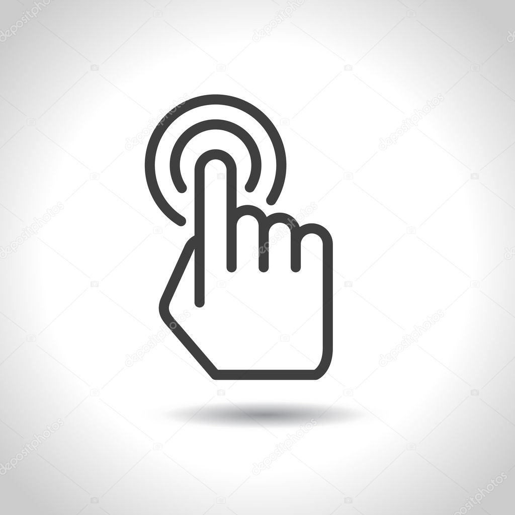 Click touch screen, hand icon. Vector.