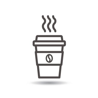 Tek kullanımlık kahve fincanı simge. Vektör çizim, düz tasarım