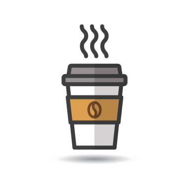 Tek kullanımlık kahve fincanı simge. Vektör çizim, düz tasarım
