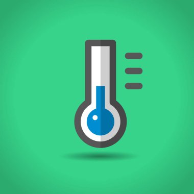 Termometre simgesi, düz tasarım stili, vektör çizim.
